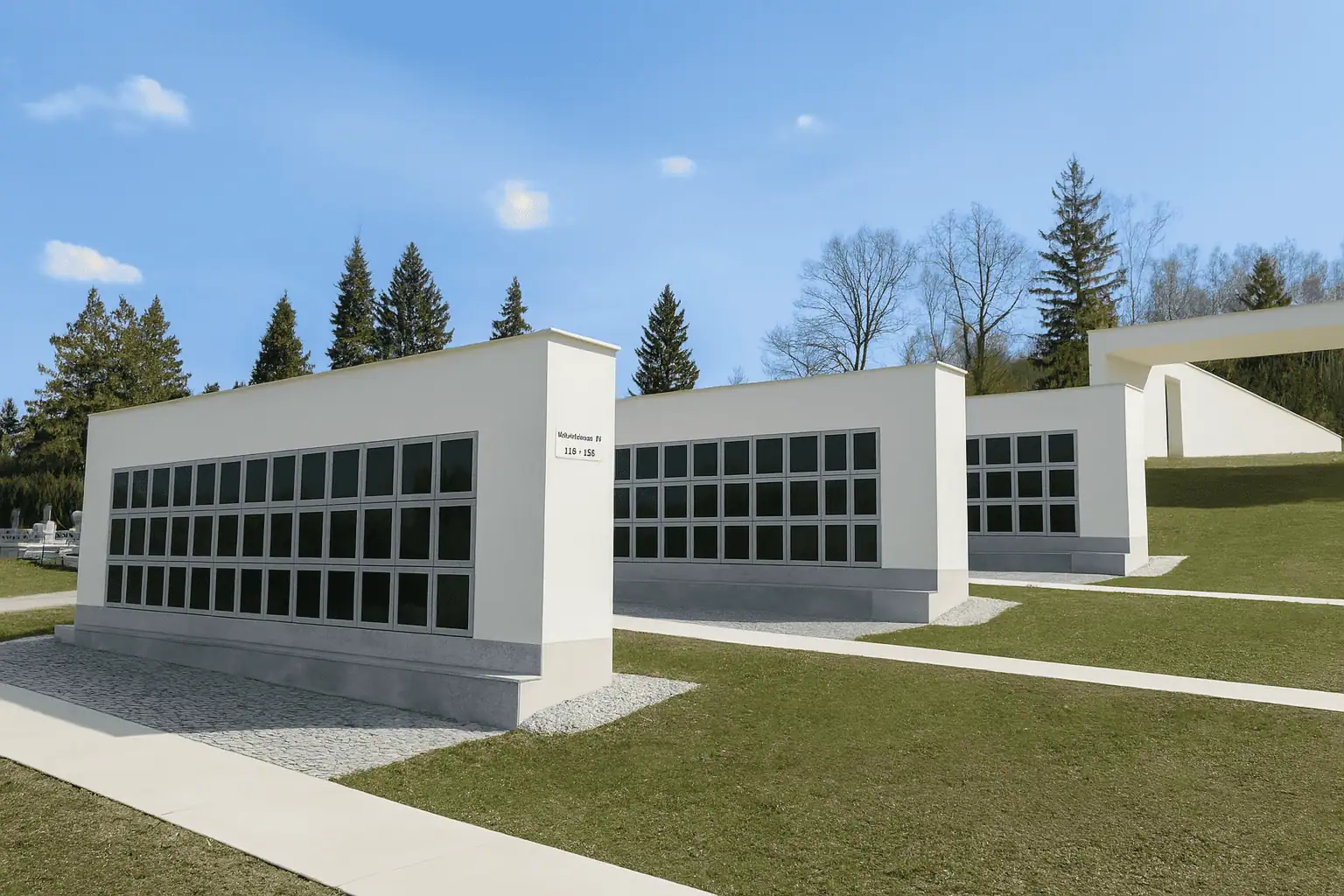 Moderní kolumbárium na hřbitově - důstojné místo posledního odpočinku